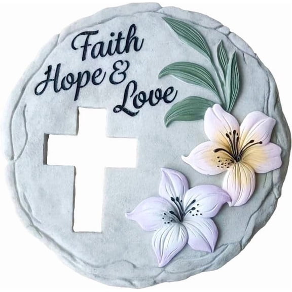 FAITH HOPE LOVE STEP STONE / DECORATIVE WALL PLAQUE