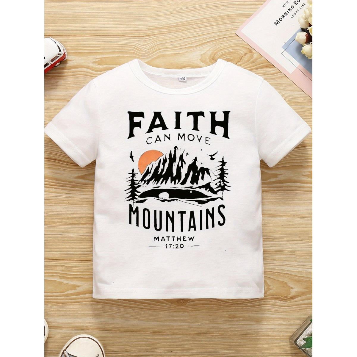 FAITH & MOUNTAINS Graphic Print Tee, Boys Casual & Trendy T-shirt For ...