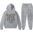 thumbnail image 1 of FAITH OVER FEAR 2 Piece Tracksuit Hoodie Christian Faith Religious God Man Woman Sweatshirt Suit, 1 of 5