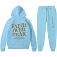 thumbnail image 1 of FAITH OVER FEAR 2 Piece Tracksuit Hoodie Christian Faith Religious God Man Woman Sweatshirt Suit, 1 of 5