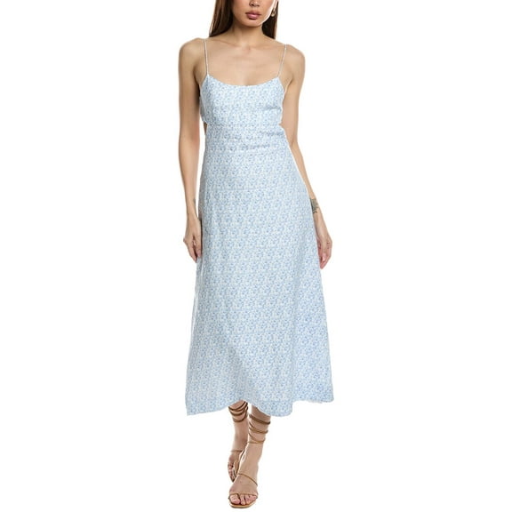 FAITHFULL THE BRAND womens  Antibes Linen Maxi Dress, m, Blue