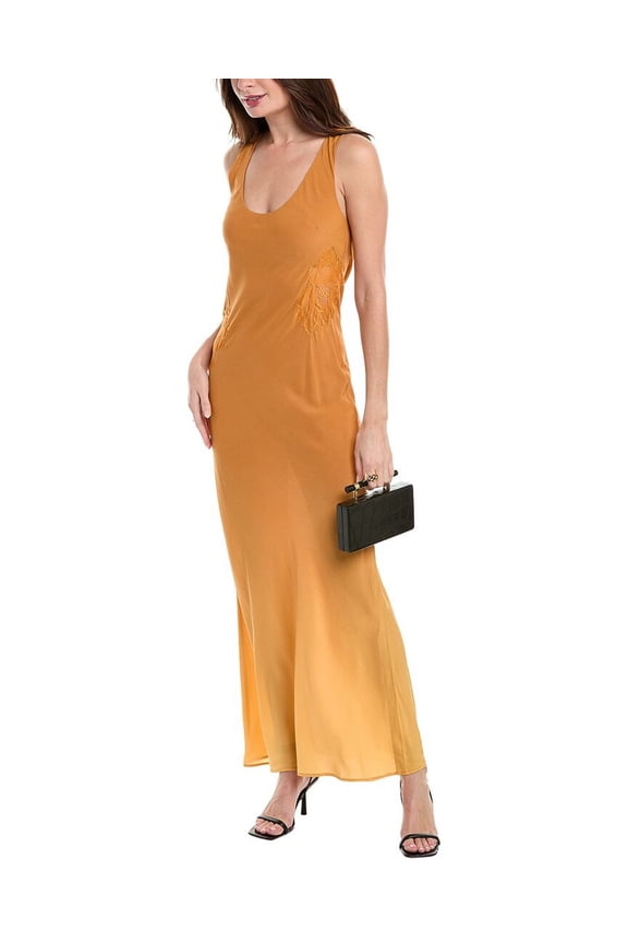 womens  Biarritz Singlet Silk Maxi Dress, 6, Orange
