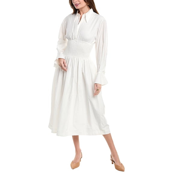 FAITHFULL THE BRAND womens  Cervo Silk-Blend Midi Dress, 4, White