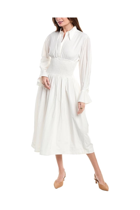 womens  Cervo Silk-Blend Midi Dress, 4, White