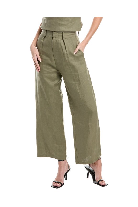 womens Ida Linen Pant, 2, Green