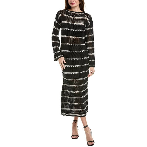 FAITHFULL THE BRAND womens Jesolo Crochet Maxi Dress, l/xl, Black