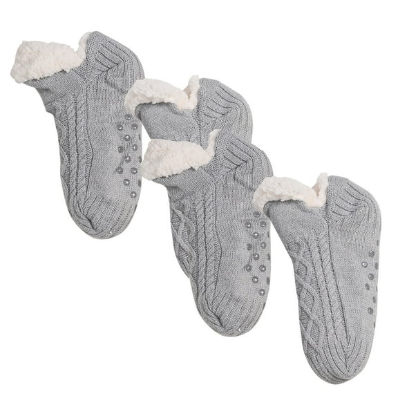 FAIWAD 2 Pairs Toddler Fleece Slipper Socks Unisex Non Slip Thicken Plush Indoor Socks Warm Soft Sherpa Lined Socks