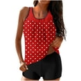 thumbnail image 1 of FAIWAD 2 Piece Bathing Suits for Women Sleeveless Polka Dots Print Tank Top with Boyshorts Athletic Swimming Beach Swimwear, 1 of 5