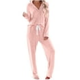 thumbnail image 1 of FAIWAD 2 Piece Lounge Set Women Long Sleeve Button Down Tops and Elastic Pants Loungewear Comfy Sleepwear Soft Pjs Sets, 1 of 5