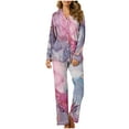 thumbnail image 1 of FAIWAD 2 Piece Print Pajama Set for Women Long Sleeve Button Top and Pants Sleepwear Loungewear with Pockets, 1 of 3