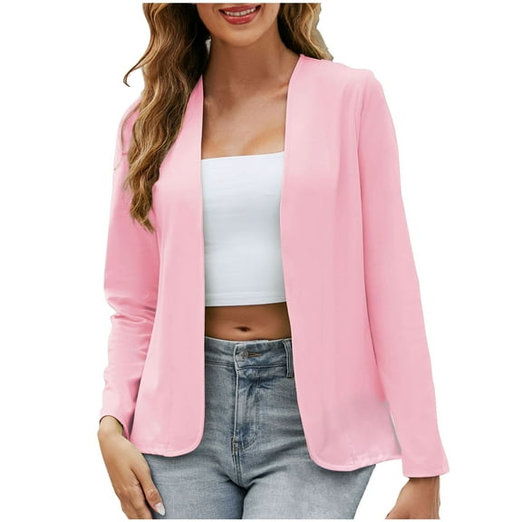 FAIWAD Blazers for Women Work Casual Long Sleeve Oversized Open Blazer Jacket Solid Color Slim Work Blazer