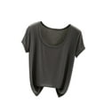 thumbnail image 1 of FAIWAD Dressy Casual Tops for Women Summer Solid Color Comfy Shirts Short Sleeve Round Neck Tunics Blouses, 1 of 3