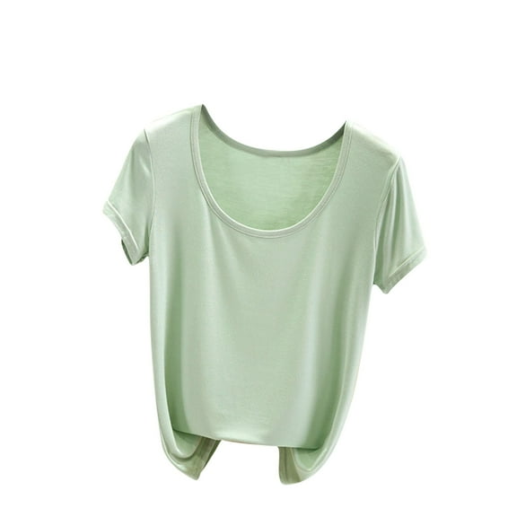 FAIWAD Dressy Casual Tops for Women Summer Solid Color Comfy Shirts Short Sleeve Round Neck Tunics Blouses