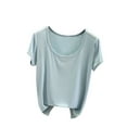 thumbnail image 1 of FAIWAD Dressy Casual Tops for Women Summer Solid Color Comfy Shirts Short Sleeve Round Neck Tunics Blouses, 1 of 3