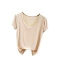 thumbnail image 1 of FAIWAD Dressy Casual Tops for Women Summer Solid Color Comfy Shirts Short Sleeve Round Neck Tunics Blouses, 1 of 3