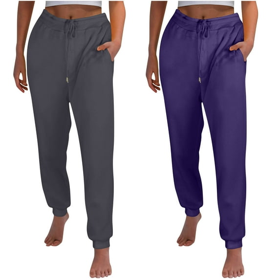 FAIWAD 2PC Fleece Sweatpants for Women Baggy Elastic Waisted Drawstring Pocket Plus Size Casual Pants for Teen Girls