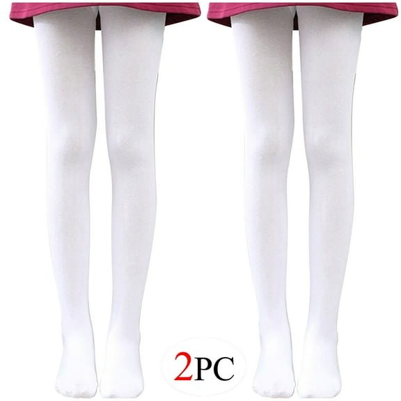 FAIWAD 2PC Girls Ballet Dance Tights Soft Opaque Footed Pantyhose Stretch High Waist Colorful Stockings