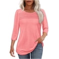 thumbnail image 1 of FAIWAD 3/4 Length Sleeve Womens Tops Round Neck Casual Pleated Blouses Dressy Plus Size Tunic Tops, S-3XL, 1 of 6