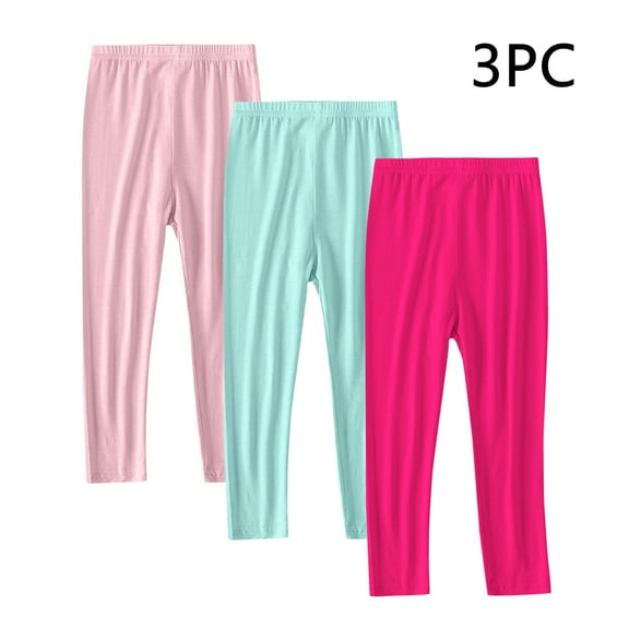 FAIWAD 3 Pack Girls Leggings Full Length Stretchy High Waisted Pants Soft Comfy Basic Dance Yoga Pants 2-13Y