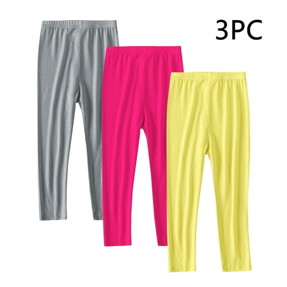 FAIWAD 3 Pack Toddler Girls Dance Yoga Leggings Kids Stretchy High Waisted Soft Athletic Tights 2-13Y