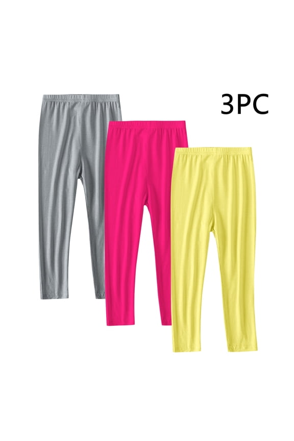 3 Pack Toddler Girls Dance Yoga Leggings Kids Stretchy High Waisted Soft Athletic Tights 2-13Y
