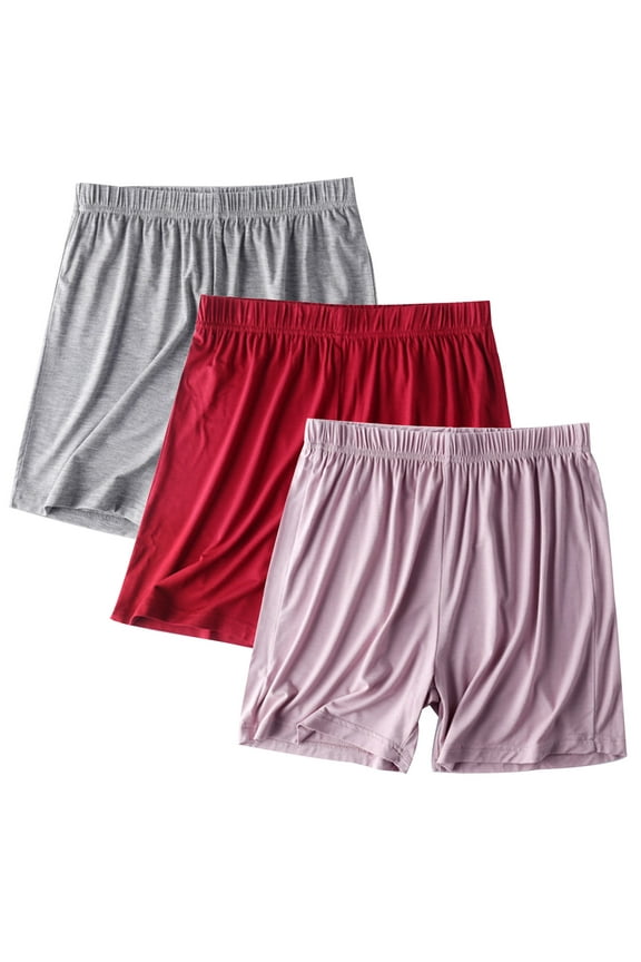 3-Pack Womens Pajama Shorts Elastic Waist Loungwear Comfy Soft Pull On Shorts Lightweight Sleepwear Bottoms