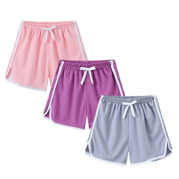 FAIWAD 3 Packs Boys Girls Athletic Shorts Kids Unisex Quick Dry Running Sweat Pants Drawstring Gym Sports Short Pants