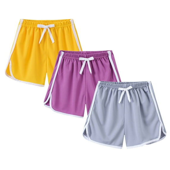 FAIWAD 3 Packs Boys Girls Athletic Shorts Kids Unisex Quick Dry Running Sweat Pants Drawstring Gym Sports Short Pants