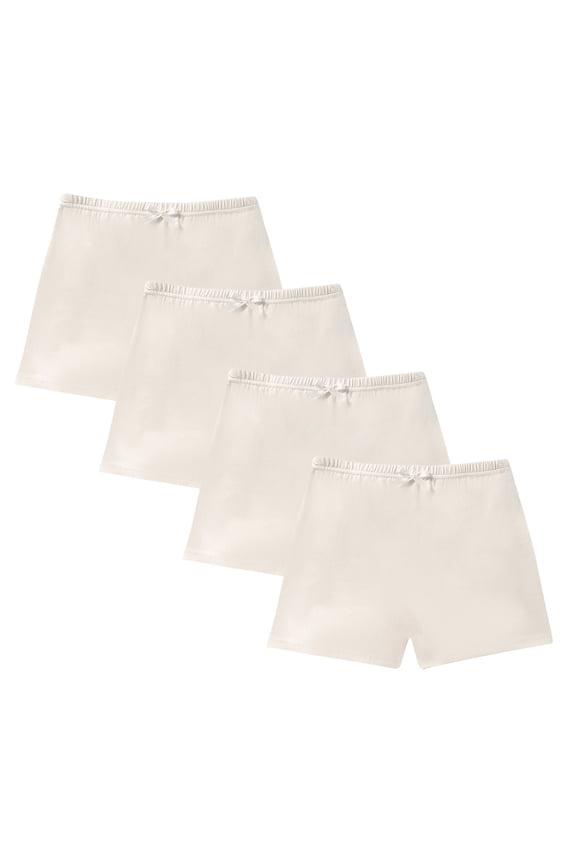 4Pcs Kids Girls Safety Shorts Bowknot Ballet Dance Shorts Full Coverage Stretchy Cotton Boyshorts Undershorts Briefs