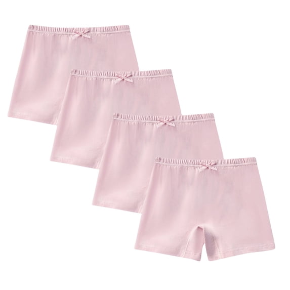FAIWAD 4Pcs Kids Girls Safety Shorts Bowknot Ballet Dance Shorts Full Coverage Stretchy Cotton Boyshorts Undershorts Briefs