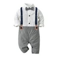 thumbnail image 1 of FAIWAD Baby Boy Dressy Clothes Long Sleeve Lapel Shirt Patchwork Suspender Long Button Pants with Bow, 1 of 2