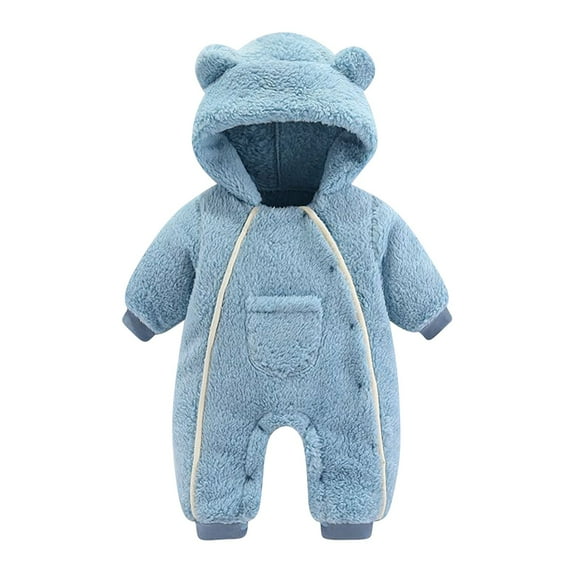 FAIWAD Baby Boys Girls Fleece Warm Hooded Romper Long Sleeved Button Down Cute Jumpsuit for Kids 3M-12M