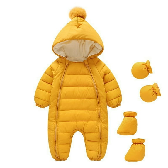 FAIWAD Baby Boys Girls Winter Snowsuit Romper Warm Zip Hooded Down Jumpsuit Windproof Puffer Romper