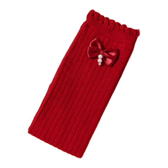 FAIWAD Baby Girls Knee High Socks Infants Toddlers Bow Knitted Socks Cotton Tube Stockings Christmas Gifts