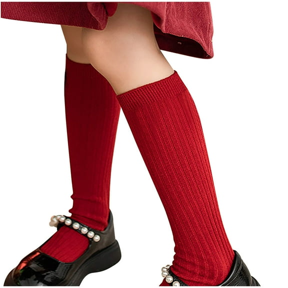 FAIWAD Baby Girls Knee High Socks Infants Toddlers Bow Knitted Socks Cotton Tube Stockings Christmas Gifts
