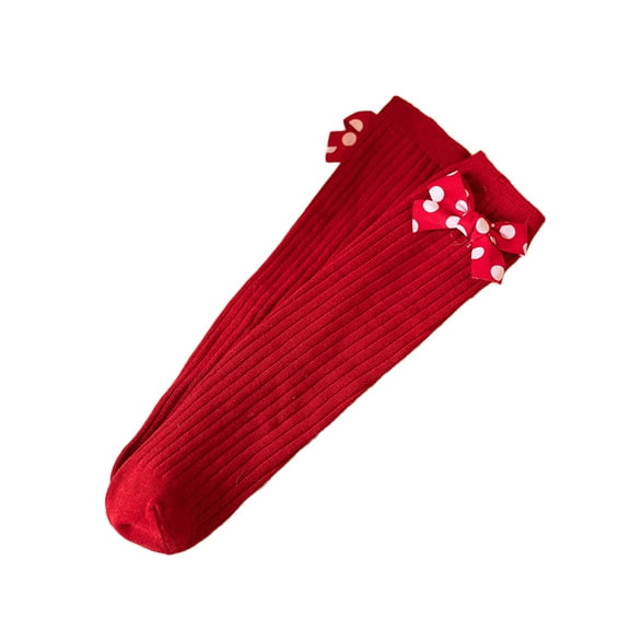 FAIWAD Baby Girls Knee High Socks Infants Toddlers Bow Knitted Socks Cotton Tube Stockings Christmas Gifts