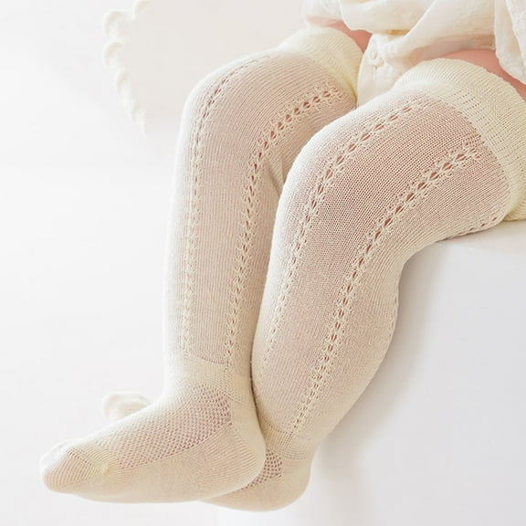 FAIWAD Baby Girls Boys Knee High Socks Ruffle Mesh Lace Thin Footed Socks Toddlers Tube Long Socks, 1-5 Years