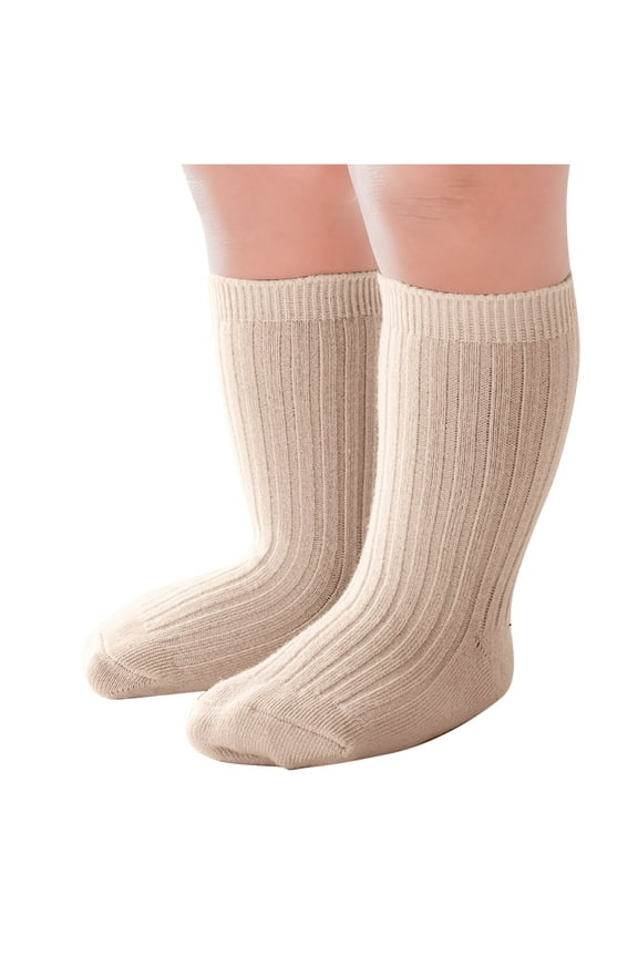 Baby Girls Mid Thigh Socks Ruffle Cute Solid Color Knitted Socks Princess Girls Stretch Comfy Soft Sock