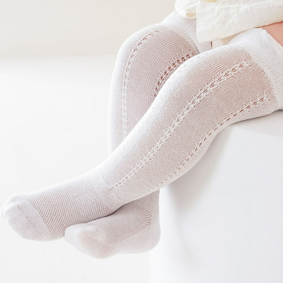 FAIWAD Baby Girls Boys Knee High Socks Ruffle Mesh Lace Thin Footed Socks Toddlers Tube Long Socks, 1-5 Years