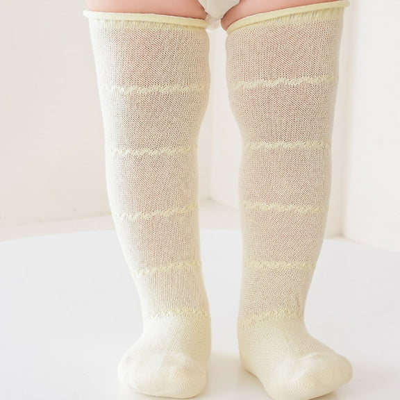 FAIWAD Baby Girls Boys Cotton Tights Ruffle Thin Hollowed Footed Socks Toddlers Comfy Stretchy Long Socks