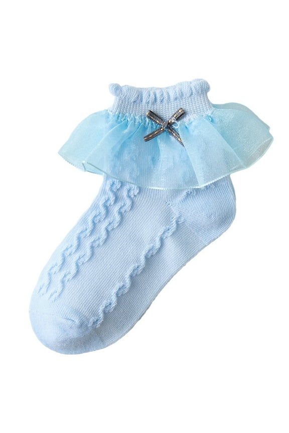 Baby Girls Ruffle Lace Socks Cute Frilly Princess Dress Socks Toddler Bow Stretchy Comfy Socks