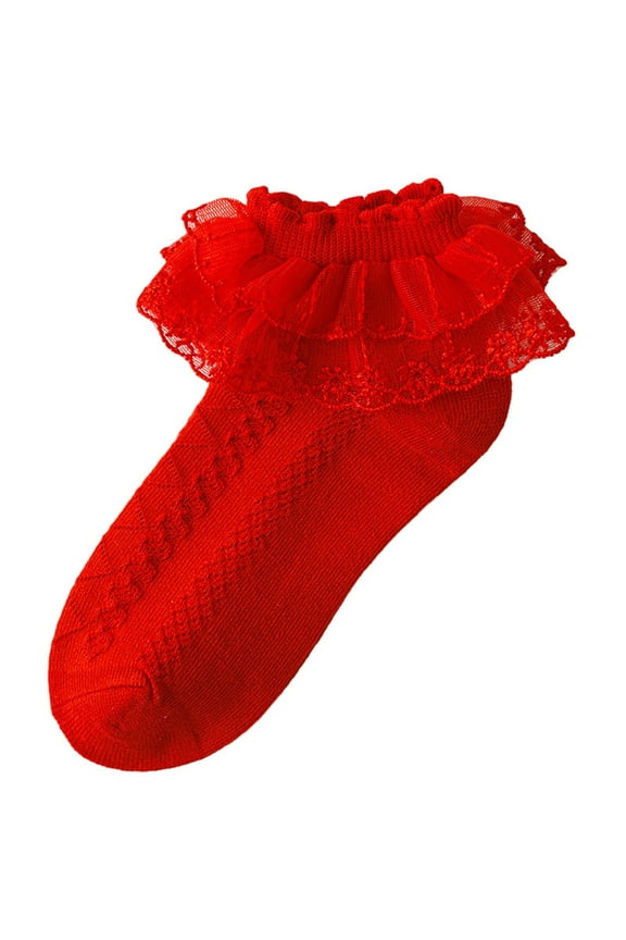 Toddler Girls Ruffle Socks Lace Frilly Dress Dance Socks Kids Cute Princess Socks, 1-13Years