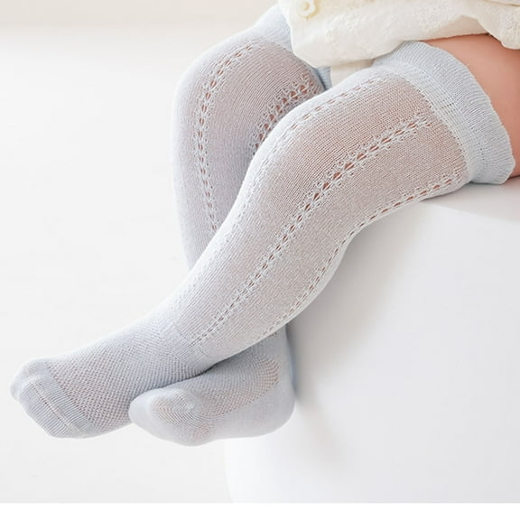 FAIWAD Baby Girls Boys Knee High Socks Ruffle Mesh Lace Thin Footed Socks Toddlers Tube Long Socks, 1-5 Years