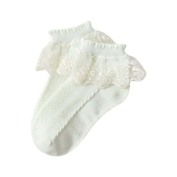 FAIWAD Lace Socks Girl Cotton Socks Newborn Solid Color Breathable Stretchy Frilly Princess Socks