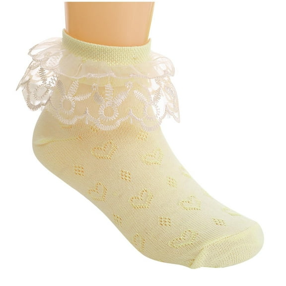 FAIWAD Toddler Baby Girls Ruffle Socks Kids Frilly Trim Cotton Lace Ankle Princess Socks, 2-15Years