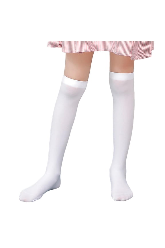 Girls Thin Long Socks Stretchy Opaque Over The Knee Socks Kids Dance Wedding Footed Stockings