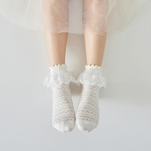 FAIWAD Baby Girls Mid Thigh Socks Ruffle Cute Solid Color Knitted Socks Princess Girls Stretch Comfy Soft Sock