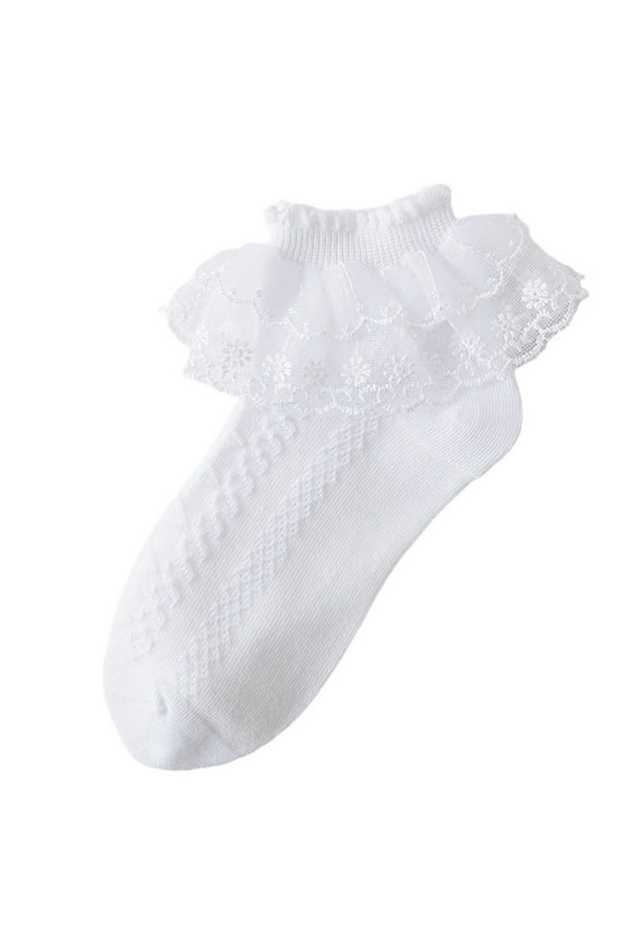 Toddler Girls Ruffle Socks Lace Frilly Dress Dance Socks Kids Cute Princess Socks, 1-13Years