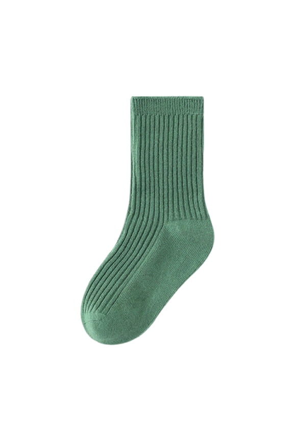 Toddler Unisex Socks Boys Girls Soft Solid Color Knitted Crew Socks Stretchy Cotton Socks for Kids 1-12Years