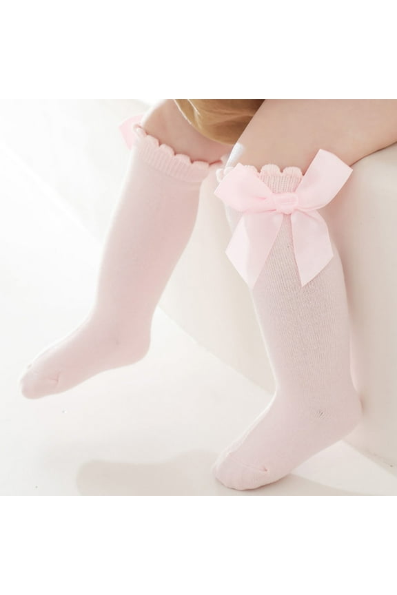 Baby Knee High Socks Toddler Bow Ruffled Tube Socks Girls School Uniform Dress Socks